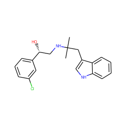 CC(C)(Cc1c[nH]c2ccccc12)NC[C@@H](O)c1cccc(Cl)c1 ZINC000013488794