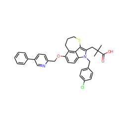 CC(C)(Cc1c2c3c(c(OCc4ccc(-c5ccccc5)cn4)ccc3n1Cc1ccc(Cl)cc1)CCCS2)C(=O)O ZINC000026669966