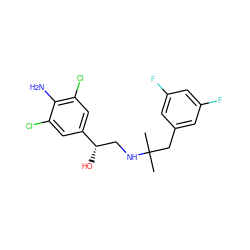 CC(C)(Cc1cc(F)cc(F)c1)NC[C@H](O)c1cc(Cl)c(N)c(Cl)c1 ZINC000045255295