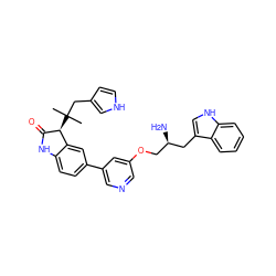 CC(C)(Cc1cc[nH]c1)[C@@H]1C(=O)Nc2ccc(-c3cncc(OC[C@@H](N)Cc4c[nH]c5ccccc45)c3)cc21 ZINC000034803805
