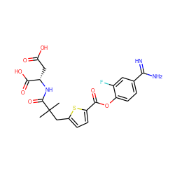 CC(C)(Cc1ccc(C(=O)Oc2ccc(C(=N)N)cc2F)s1)C(=O)N[C@@H](CC(=O)O)C(=O)O ZINC000145956521