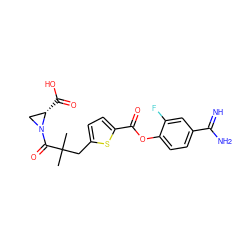 CC(C)(Cc1ccc(C(=O)Oc2ccc(C(=N)N)cc2F)s1)C(=O)N1C[C@@H]1C(=O)O ZINC000261146202