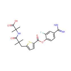 CC(C)(Cc1ccc(C(=O)Oc2ccc(C(=N)N)cc2F)s1)C(=O)NC(C)(C)C(=O)O ZINC000210437166