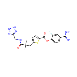 CC(C)(Cc1ccc(C(=O)Oc2ccc(C(=N)N)cc2F)s1)C(=O)NCc1nn[nH]n1 ZINC000210450808