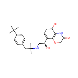 CC(C)(Cc1ccc(C(C)(C)C)cc1)NC[C@H](O)c1ccc(O)c2c1OCC(=O)N2 ZINC000045253020