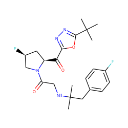 CC(C)(Cc1ccc(F)cc1)NCC(=O)N1C[C@@H](F)C[C@H]1C(=O)c1nnc(C(C)(C)C)o1 ZINC000028823416