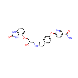 CC(C)(Cc1ccc(Oc2ccc(C(N)=O)cn2)cc1)NC[C@H](O)COc1cccc2[nH]c(=O)[nH]c12 ZINC000001545786