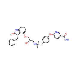 CC(C)(Cc1ccc(Oc2ccc(C(N)=O)cn2)cc1)NC[C@H](O)COc1cccc2c1[C@H](Cc1ccccc1)C(=O)N2 ZINC000028958020