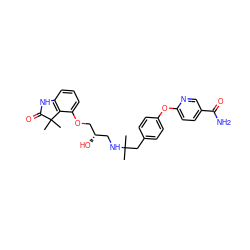 CC(C)(Cc1ccc(Oc2ccc(C(N)=O)cn2)cc1)NC[C@H](O)COc1cccc2c1C(C)(C)C(=O)N2 ZINC000028958027