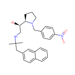 CC(C)(Cc1ccc2ccccc2c1)NC[C@@H](O)[C@H]1CCCN1Cc1ccc([N+](=O)[O-])cc1 ZINC000028564997