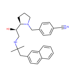 CC(C)(Cc1ccc2ccccc2c1)NC[C@@H](O)[C@H]1CCCN1Cc1ccc(C#N)cc1 ZINC000028564760