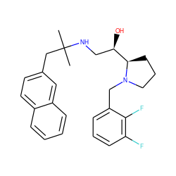 CC(C)(Cc1ccc2ccccc2c1)NC[C@@H](O)[C@H]1CCCN1Cc1cccc(F)c1F ZINC000028564855