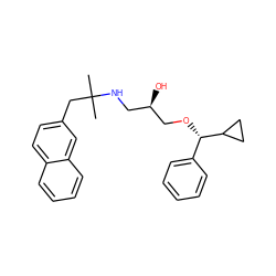 CC(C)(Cc1ccc2ccccc2c1)NC[C@@H](O)CO[C@@H](c1ccccc1)C1CC1 ZINC000034294910