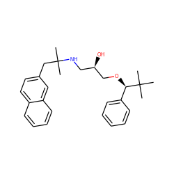 CC(C)(Cc1ccc2ccccc2c1)NC[C@@H](O)CO[C@H](c1ccccc1)C(C)(C)C ZINC000049036708