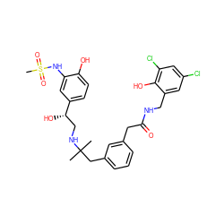 CC(C)(Cc1cccc(CC(=O)NCc2cc(Cl)cc(Cl)c2O)c1)NC[C@H](O)c1ccc(O)c(NS(C)(=O)=O)c1 ZINC000064553272