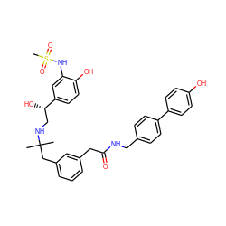 CC(C)(Cc1cccc(CC(=O)NCc2ccc(-c3ccc(O)cc3)cc2)c1)NC[C@H](O)c1ccc(O)c(NS(C)(=O)=O)c1 ZINC000064490691