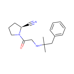 CC(C)(Cc1ccccc1)NCC(=O)N1CCC[C@H]1C#N ZINC000013522938