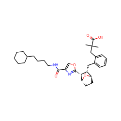 CC(C)(Cc1ccccc1C[C@@H]1[C@H]2CC[C@@H](O2)[C@@H]1c1nc(C(=O)NCCCCC2CCCCC2)co1)C(=O)O ZINC000169366952