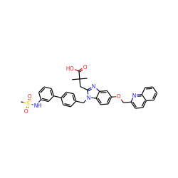 CC(C)(Cc1nc2cc(OCc3ccc4ccccc4n3)ccc2n1Cc1ccc(-c2cccc(NS(C)(=O)=O)c2)cc1)C(=O)O ZINC000226109274