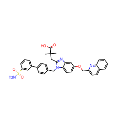 CC(C)(Cc1nc2cc(OCc3ccc4ccccc4n3)ccc2n1Cc1ccc(-c2cccc(S(N)(=O)=O)c2)cc1)C(=O)O ZINC000217393522