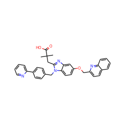 CC(C)(Cc1nc2cc(OCc3ccc4ccccc4n3)ccc2n1Cc1ccc(-c2ccccn2)cc1)C(=O)O ZINC000226101062
