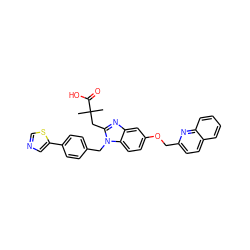 CC(C)(Cc1nc2cc(OCc3ccc4ccccc4n3)ccc2n1Cc1ccc(-c2cncs2)cc1)C(=O)O ZINC000226119272
