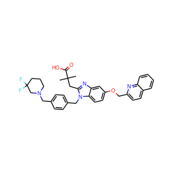 CC(C)(Cc1nc2cc(OCc3ccc4ccccc4n3)ccc2n1Cc1ccc(CN2CCCC(F)(F)C2)cc1)C(=O)O ZINC000226132961