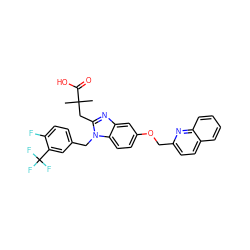 CC(C)(Cc1nc2cc(OCc3ccc4ccccc4n3)ccc2n1Cc1ccc(F)c(C(F)(F)F)c1)C(=O)O ZINC000219463921