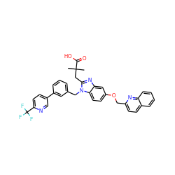 CC(C)(Cc1nc2cc(OCc3ccc4ccccc4n3)ccc2n1Cc1cccc(-c2ccc(C(F)(F)F)nc2)c1)C(=O)O ZINC000217350499