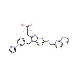 CC(C)(Cc1nc2cc(OCc3ccc4ccccc4n3)ccc2n1Cc1cccc(-c2ccc[nH]2)c1)C(=O)O ZINC000226123803