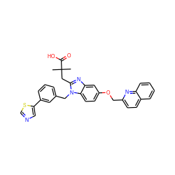 CC(C)(Cc1nc2cc(OCc3ccc4ccccc4n3)ccc2n1Cc1cccc(-c2cncs2)c1)C(=O)O ZINC000226109639