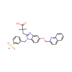 CC(C)(Cc1nc2cc(OCc3ccc4ccccc4n3)ccc2n1Cc1cccc(S(C)(=O)=O)c1)C(=O)O ZINC000219431163