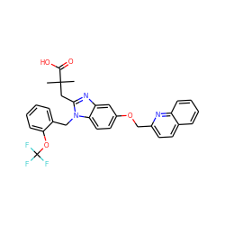 CC(C)(Cc1nc2cc(OCc3ccc4ccccc4n3)ccc2n1Cc1ccccc1OC(F)(F)F)C(=O)O ZINC000219379724