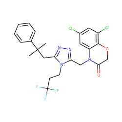 CC(C)(Cc1nnc(CN2C(=O)COc3c(Cl)cc(Cl)cc32)n1CCC(F)(F)F)c1ccccc1 ZINC000071411345