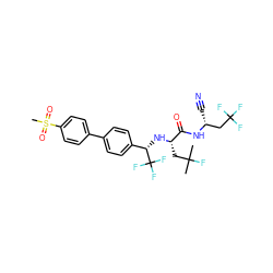 CC(C)(F)C[C@H](N[C@@H](c1ccc(-c2ccc(S(C)(=O)=O)cc2)cc1)C(F)(F)F)C(=O)N[C@H](C#N)CC(F)(F)F ZINC000064540202