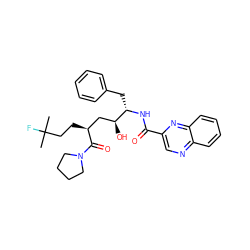 CC(C)(F)CC[C@@H](C[C@H](O)[C@H](Cc1ccccc1)NC(=O)c1cnc2ccccc2n1)C(=O)N1CCCC1 ZINC000026274717