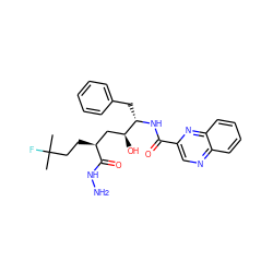 CC(C)(F)CC[C@@H](C[C@H](O)[C@H](Cc1ccccc1)NC(=O)c1cnc2ccccc2n1)C(=O)NN ZINC000026263526