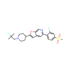 CC(C)(F)CN1CCC(c2cc3cc(-c4ccc(S(C)(=O)=O)cc4F)ncc3o2)CC1 ZINC000204943515