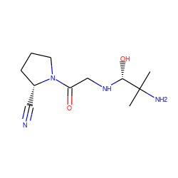 CC(C)(N)[C@@H](O)NCC(=O)N1CCC[C@H]1C#N ZINC000026666846