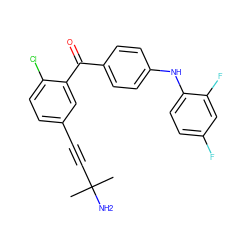 CC(C)(N)C#Cc1ccc(Cl)c(C(=O)c2ccc(Nc3ccc(F)cc3F)cc2)c1 ZINC000027179210