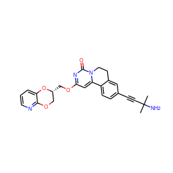 CC(C)(N)C#Cc1ccc2c(c1)CCn1c-2cc(OC[C@@H]2COc3ncccc3O2)nc1=O ZINC000220192208