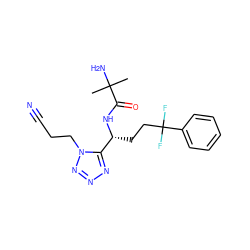 CC(C)(N)C(=O)N[C@H](CCC(F)(F)c1ccccc1)c1nnnn1CCC#N ZINC000040408446