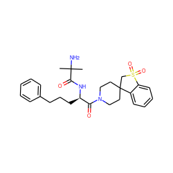 CC(C)(N)C(=O)N[C@H](CCCc1ccccc1)C(=O)N1CCC2(CC1)CS(=O)(=O)c1ccccc12 ZINC000013687603