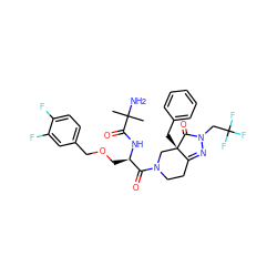 CC(C)(N)C(=O)N[C@H](COCc1ccc(F)c(F)c1)C(=O)N1CCC2=NN(CC(F)(F)F)C(=O)[C@@]2(Cc2ccccc2)C1 ZINC000026985565