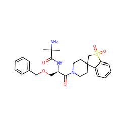 CC(C)(N)C(=O)N[C@H](COCc1ccccc1)C(=O)N1CCC2(CC1)CS(=O)(=O)c1ccccc12 ZINC000013687633