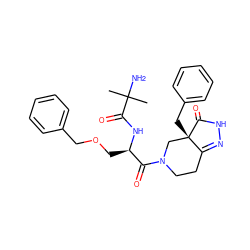 CC(C)(N)C(=O)N[C@H](COCc1ccccc1)C(=O)N1CCC2=NNC(=O)[C@@]2(Cc2ccccc2)C1 ZINC000013687656