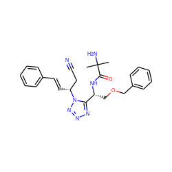 CC(C)(N)C(=O)N[C@H](COCc1ccccc1)c1nnnn1[C@H](/C=C/c1ccccc1)CC#N ZINC000029126894