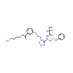 CC(C)(N)C(=O)N[C@H](COCc1ccccc1)c1nnnn1CCOc1cccc(C(=O)NCCCCO)c1 ZINC000029048737