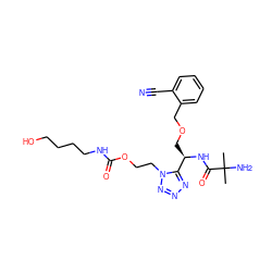 CC(C)(N)C(=O)N[C@H](COCc1ccccc1C#N)c1nnnn1CCOC(=O)NCCCCO ZINC000029041215