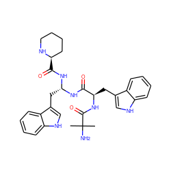 CC(C)(N)C(=O)N[C@H](Cc1c[nH]c2ccccc12)C(=O)N[C@H](Cc1c[nH]c2ccccc12)NC(=O)[C@@H]1CCCCN1 ZINC000028220713